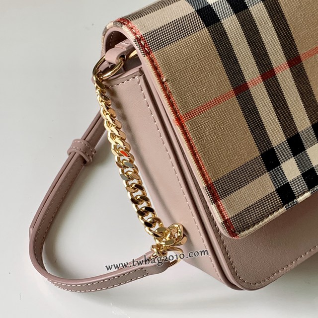 Burberry專門店新款Vintage格紋拼皮革錢夾 巴寶莉單肩斜挎女包 yxb1074